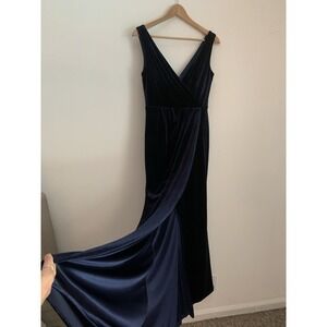 Revelry Velvet Dress Navy Blue Sz 6 Gown Formal Wedding Ball Prom Sleeveless